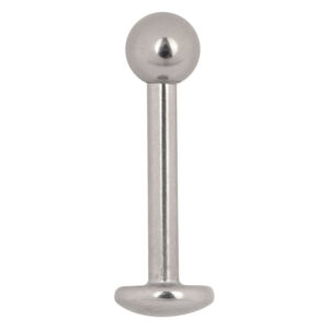 Labret en titane argenté avec boule sur fond blanc