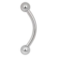 Titan Basicline® - Micro Piercing courbé en titane argenté avec deux boules sur fond blanc