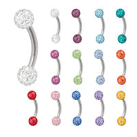 Micro Bananabell Piercing en Titane Coloré Différents Micro Bananabells en titane avec des boules en cristal colorées sur fond blanc