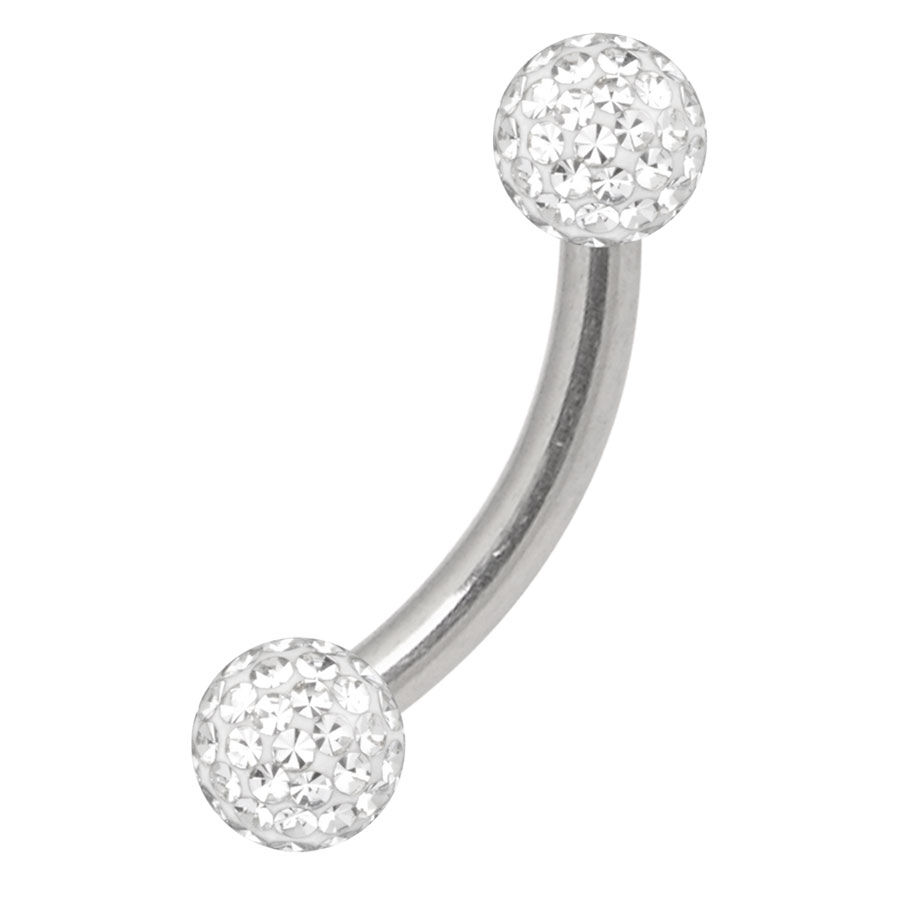Micro Multi Bijou, cristal clair, boule 3 mm Piercing en titane argenté avec boules cristallines sur fond blanc