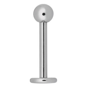 Micro Labret en titane argenté avec boule sur fond blanc