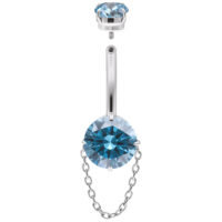 Piercing de nombril avec cristaux turquoises Bananabell de nombril avec cristal turquoise et chaîne