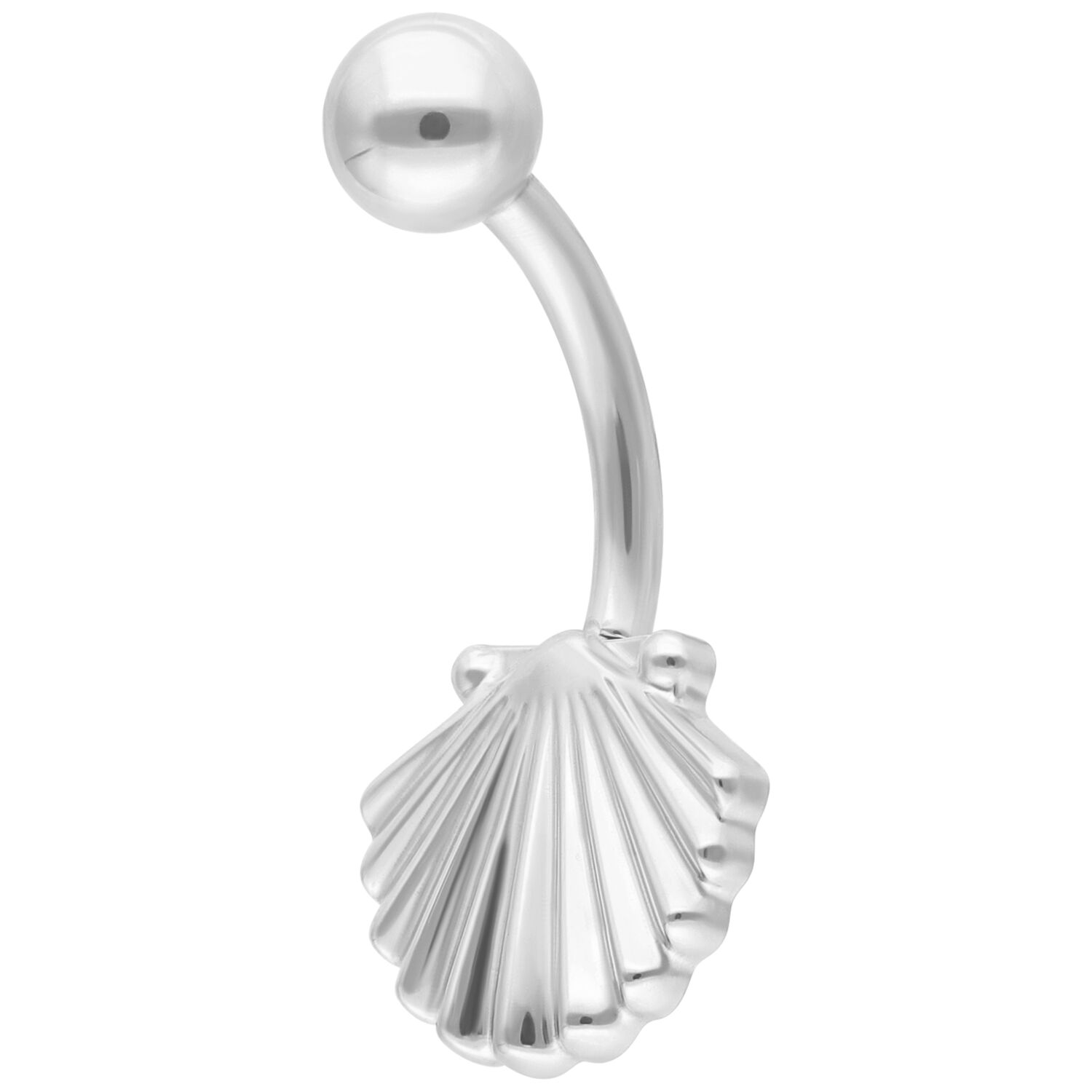 Banane argentée avec motif coquillage sur fond blanc