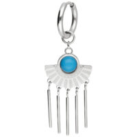 Boucle d'oreille argentée avec pierre turquoise bleue et cinq tiges pendantes