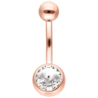 Bananabell en or rose avec cristal clair Bananabell en or rose avec cristal rond clair sur fond blanc