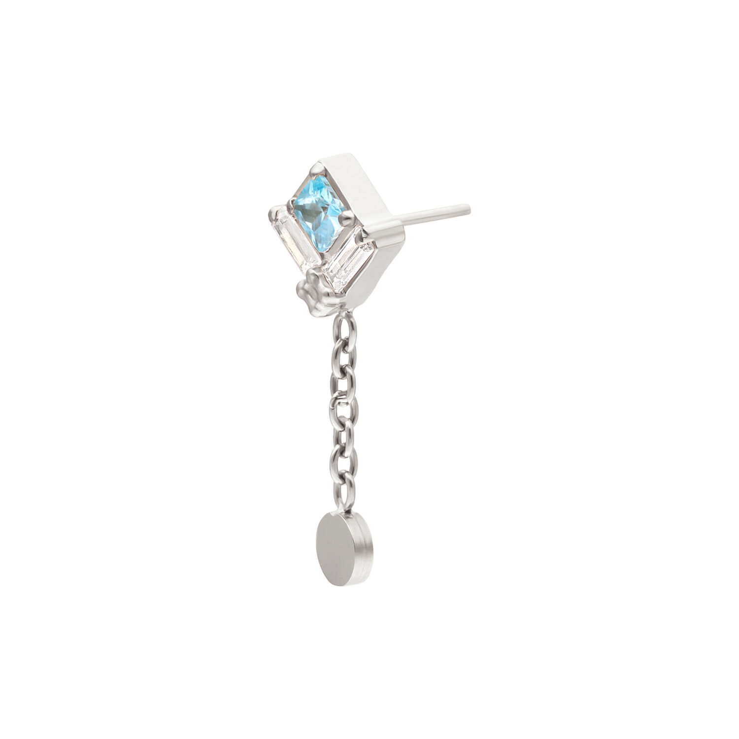 Pendentif en cristal argenté avec chaîne Cristal carré argenté avec chaîne sur fond blanc