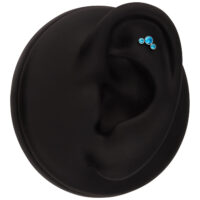 Embout en cristal turquoise pour piercing d'oreille Modèle d'oreille noir avec trois embouts en cristal turquoise