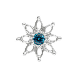 Embout Aqua Bloom avec cristal turquoise en forme de fleur, titane