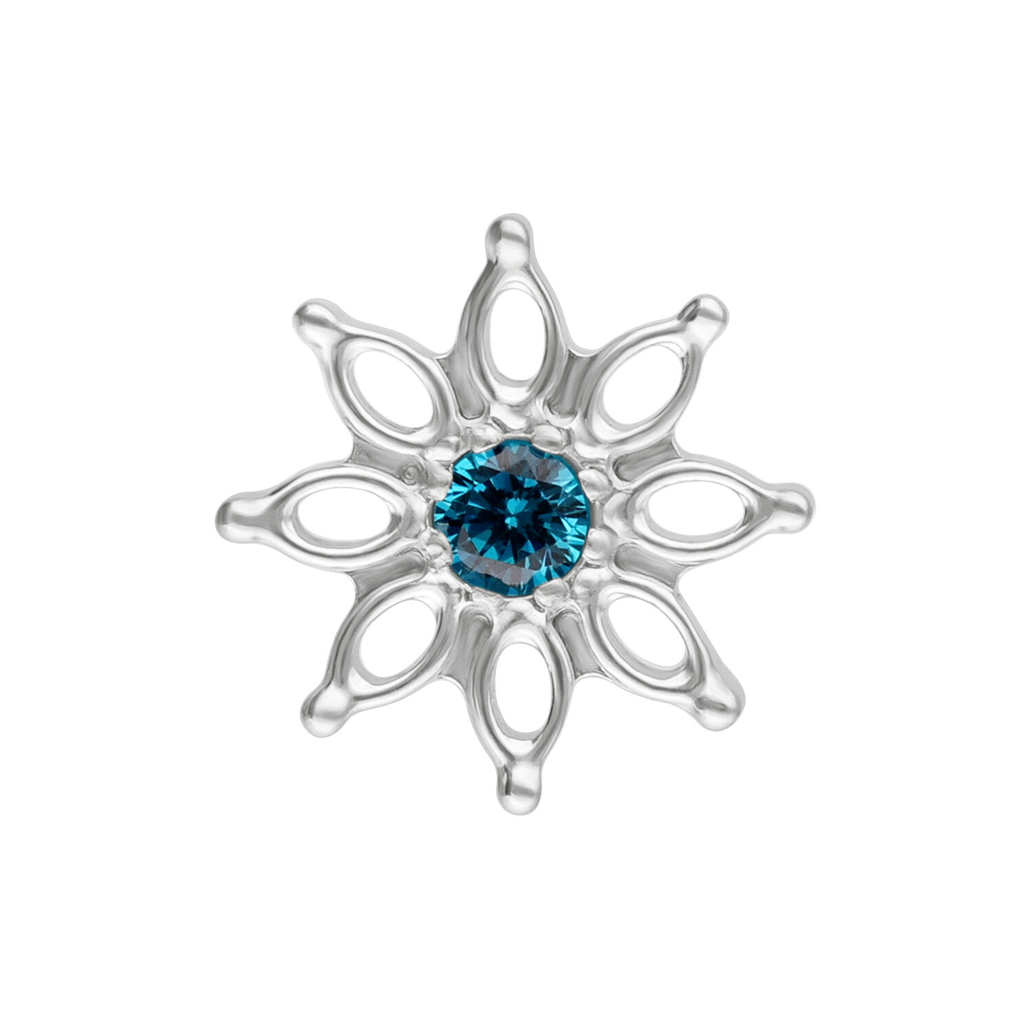 Embout Aqua Bloom Cristal Turquoise Embout Aqua Bloom avec cristal turquoise en forme de fleur, titane