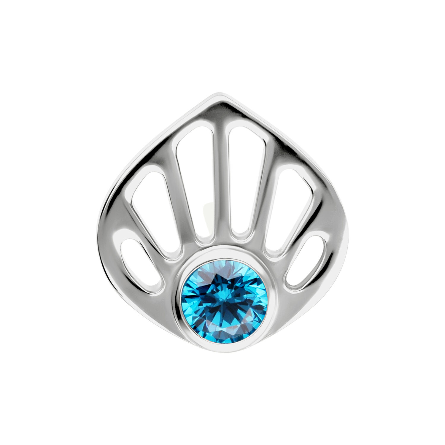 Embout Coquillage Cristal Turquoise Embout coquillage en or blanc avec cristal turquoise sur fond blanc