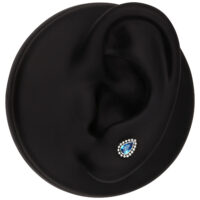 Embout en cristal turquoise pour Push Fit Présentoir d'oreille noir avec un embout en cristal turquoise en forme de goutte