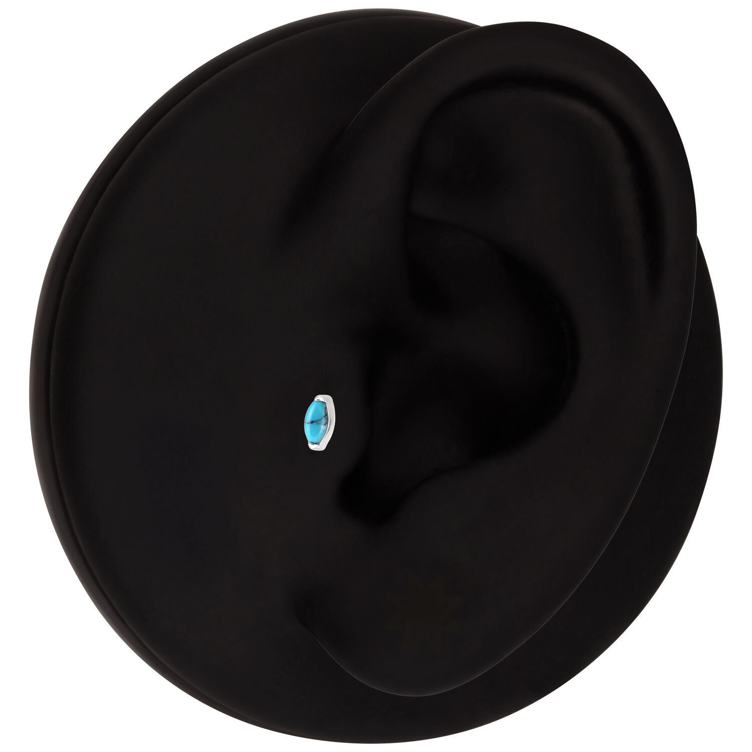 Embout ovale turquoise Push Fit Modèle d'oreille noir avec embout ovale turquoise