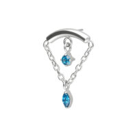 Embout hélice turquoise avec pendentif chaîne Embout hélice argenté avec deux cristaux turquoise et pendentif chaîne