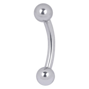 Piercing Bananabell argenté avec deux boules sur fond blanc
