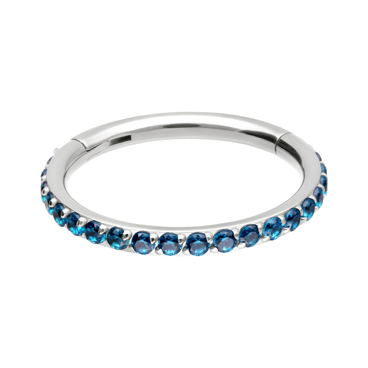 Clicker en Cristal Turquoise Coast Anneau en argent avec cristaux turquoise sur fond blanc