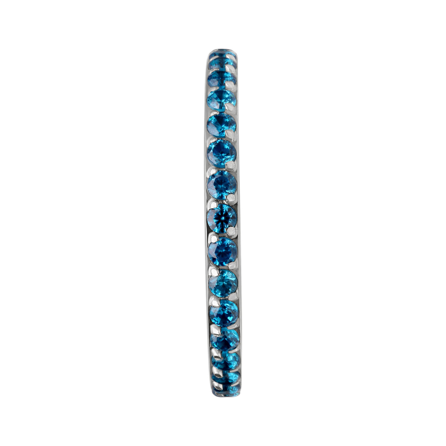 Piercing Clicker en Cristal Turquoise Anneau de piercing fin avec des cristaux turquoise sur fond blanc