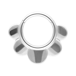 Clicker Demi-Fleur argenté avec design floral sur fond blanc
