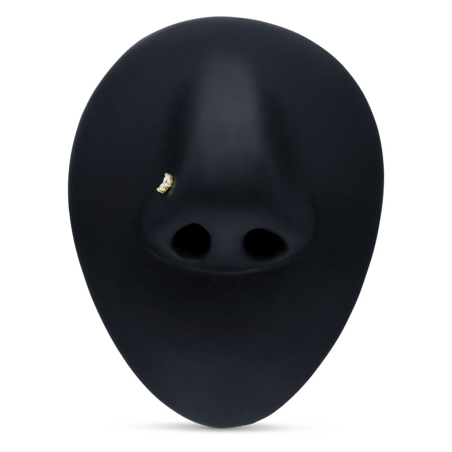 Clou de nez en or 18k avec cristaux Petit clou de nez en or avec des cristaux clairs sur fond noir